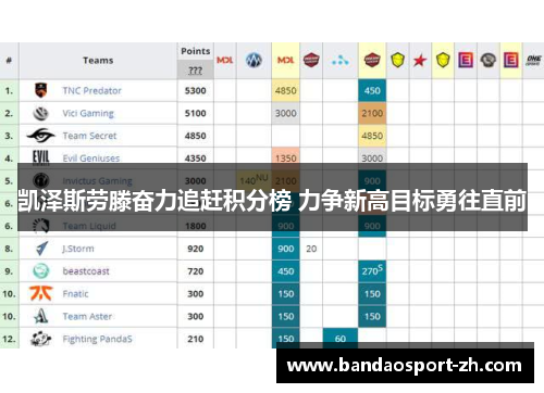 凯泽斯劳滕奋力追赶积分榜 力争新高目标勇往直前